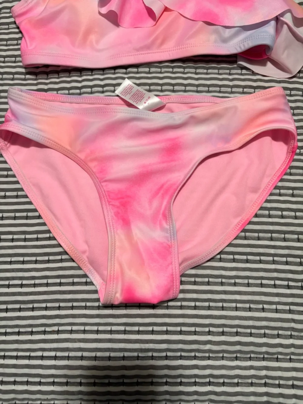 Justice Pink Tie-Dye One-Shoulder Ruffle Bikini